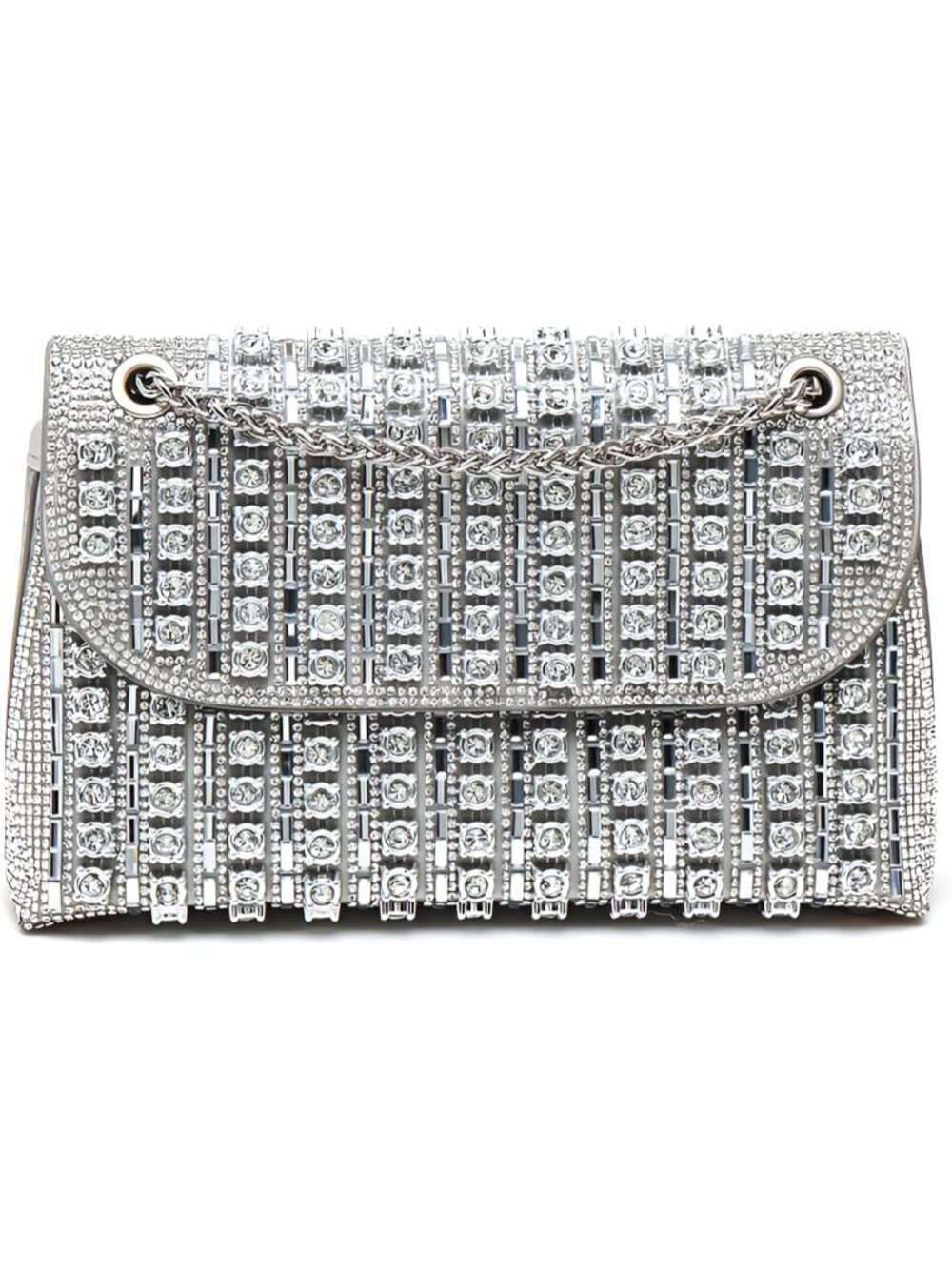 Women's Rhinestone Evening Silver Clutch Purse with Crystal Sparkling Formal